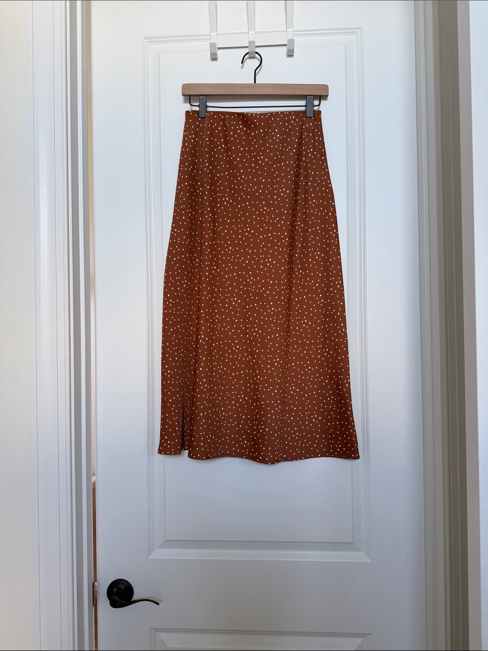 a new day Rust Brown Polka Dot Maxi Skirt